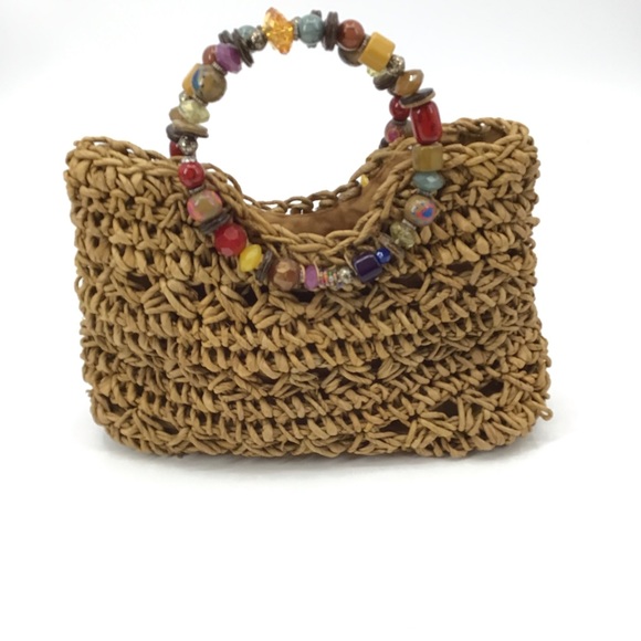 Cappelli Straworld Straw Bejeweled Handles Purse - Picture 5 of 16